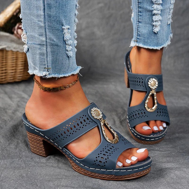 Novellea - Sandales femme orthopédiques à talon confortable et ajouré