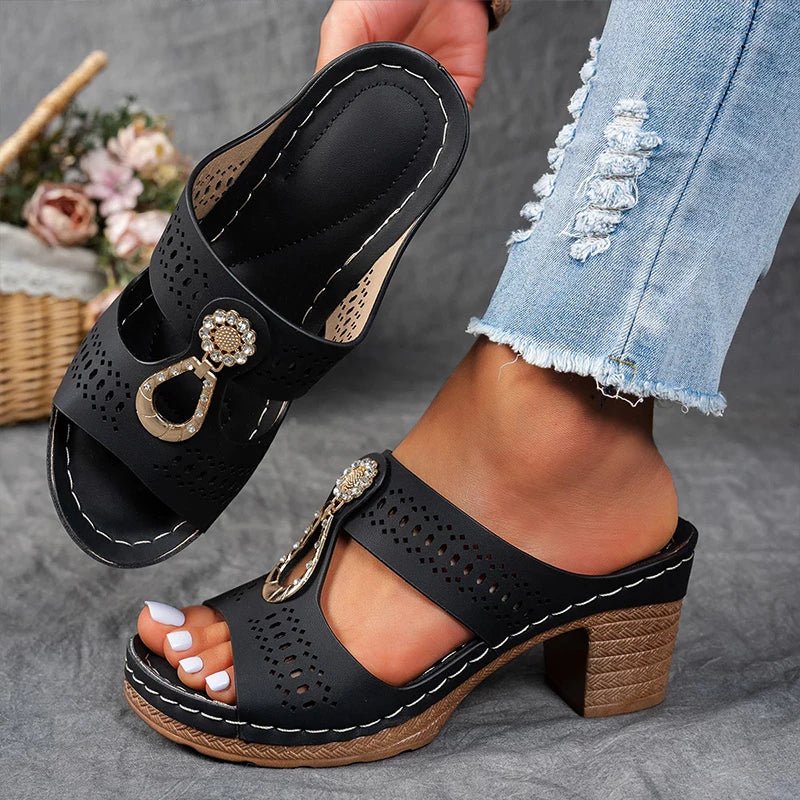 Novellea - Sandales femme orthopédiques à talon confortable et ajouré