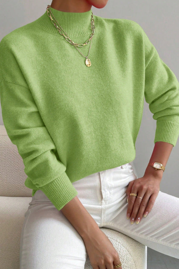 Mathurine - Pull femme à col montant en maille douce