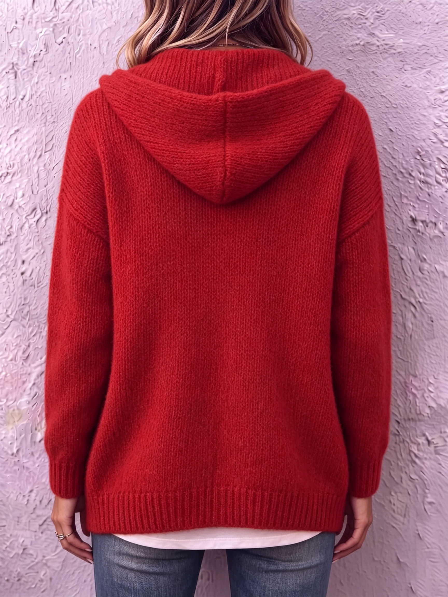 Ingrid - Cardigan femme en maille à capuche avec boutons