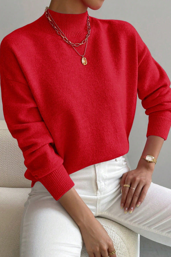 Mathurine - Pull femme à col montant en maille douce