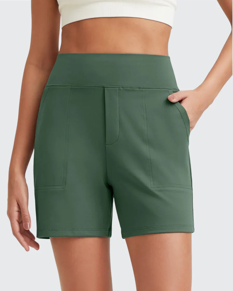 Phaedora - Short femme taille haute avec poches profondes – Camoufle les courbes indésirables