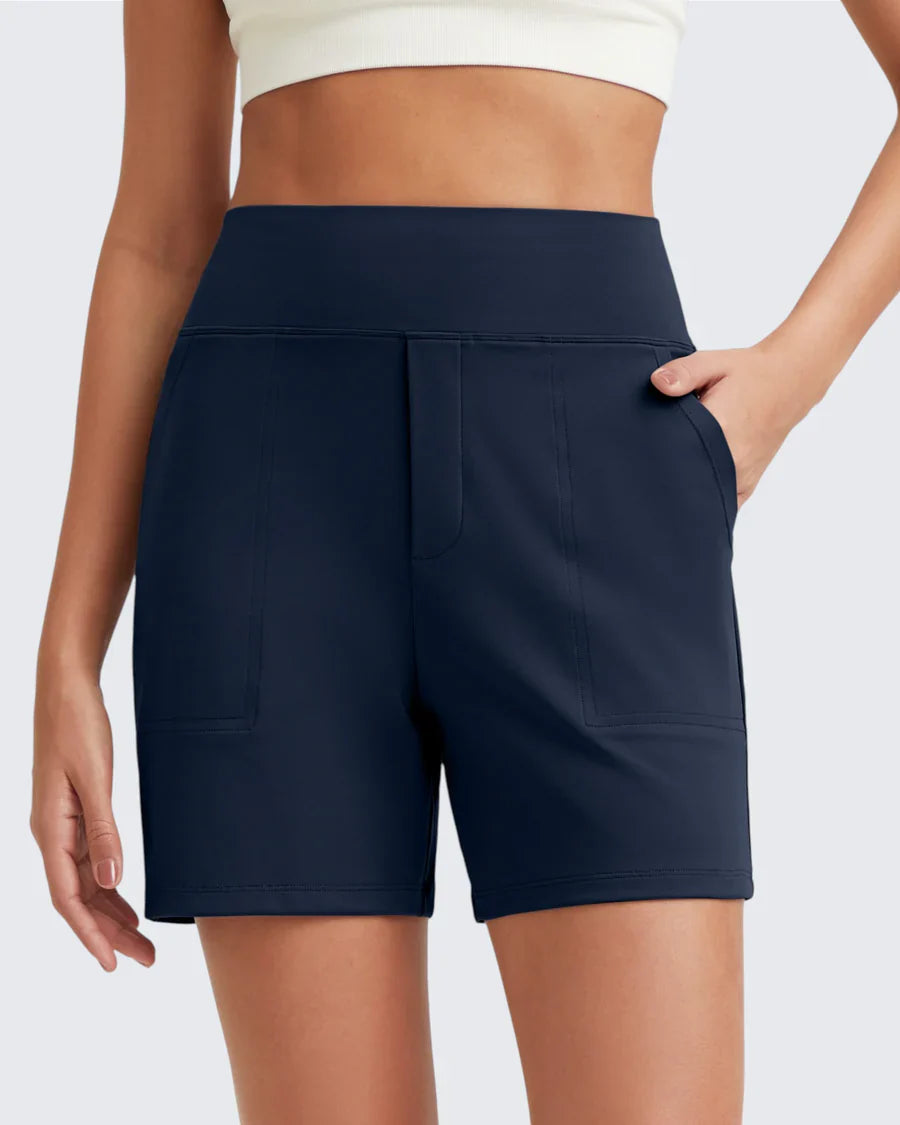 Phaedora - Short femme taille haute avec poches profondes – Camoufle les courbes indésirables