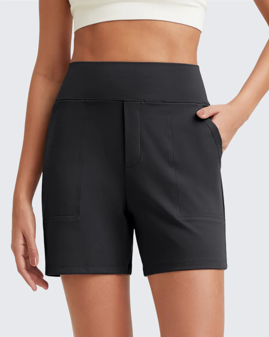 Phaedora - Short femme taille haute avec poches profondes – Camoufle les courbes indésirables
