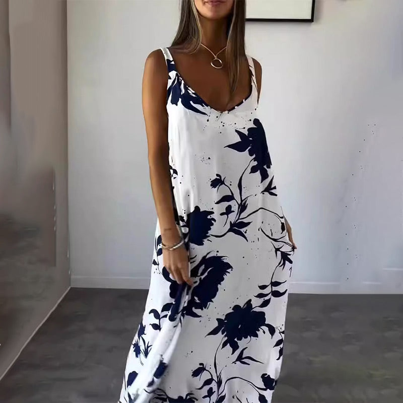 Celestia - Robe d'été sans manches en coton à fleurs pour femmes