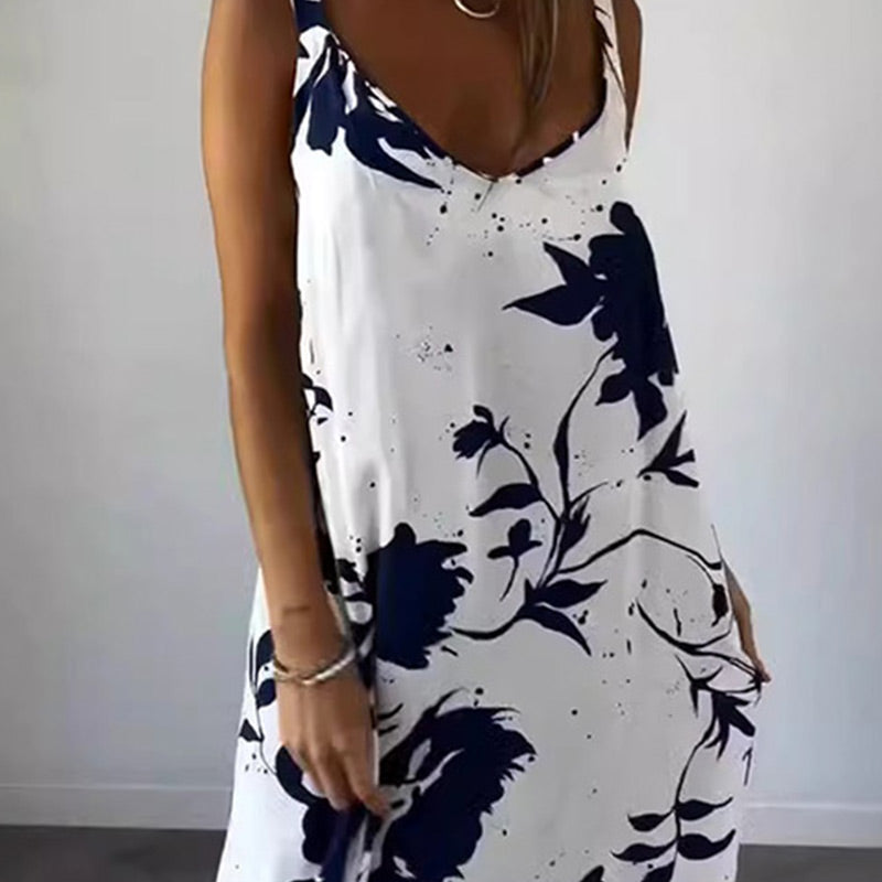 Celestia - Robe d'été sans manches en coton à fleurs pour femmes
