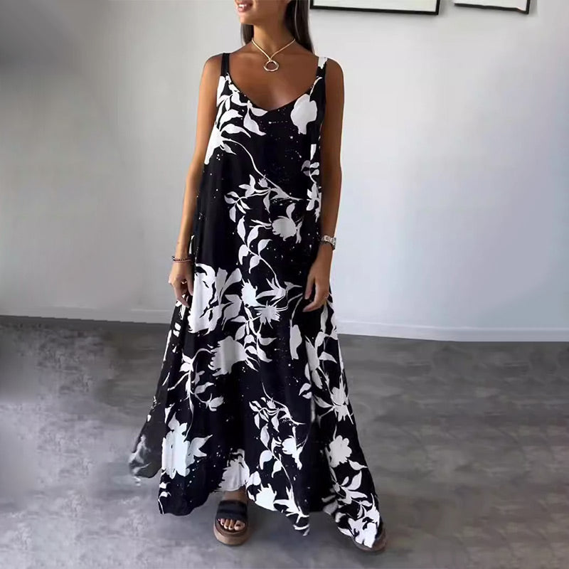 Celestia - Robe d'été sans manches en coton à fleurs pour femmes