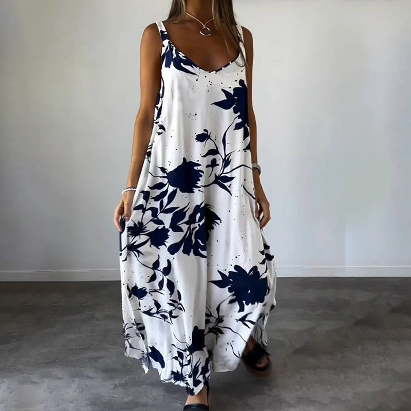 Celestia - Robe d'été sans manches en coton à fleurs pour femmes