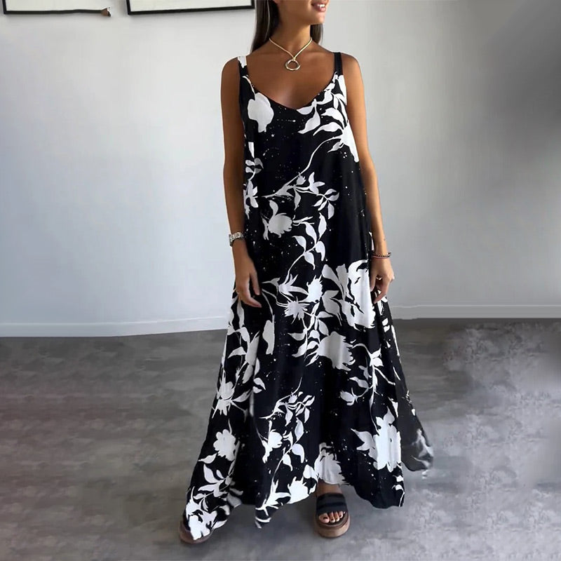Celestia - Robe d'été sans manches en coton à fleurs pour femmes