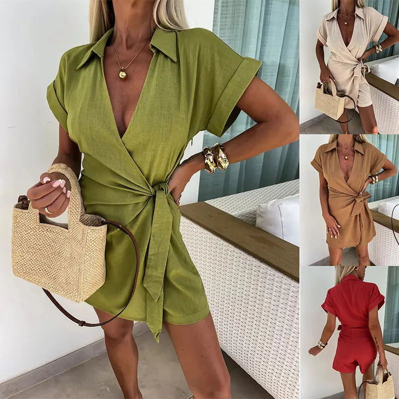 Lexa - Combinaison sexy en coton et lin pour femmes