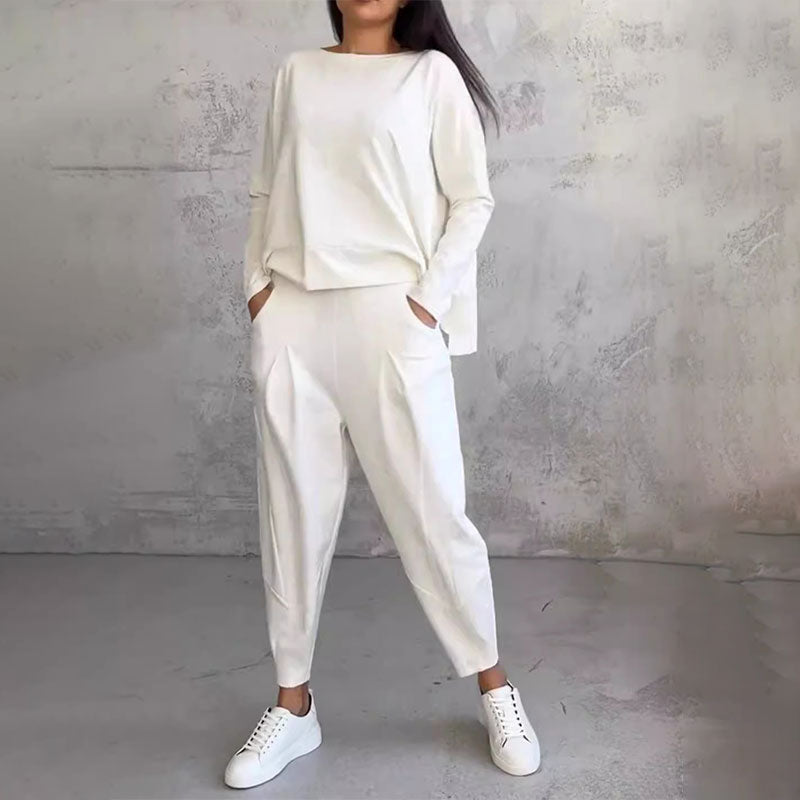 Ophélie - Manches longues avec col rond ＆ Pantalon Ensemble 2 pièces