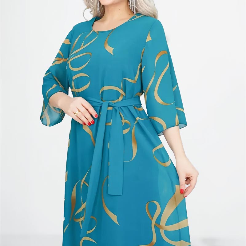 Blandine - Robe Élégante Midi à Manches Volantées