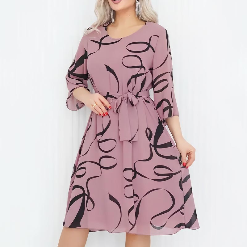 Blandine - Robe Élégante Midi à Manches Volantées