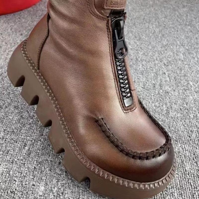 Coralie - Bottines en cuir femme à plateforme rétro