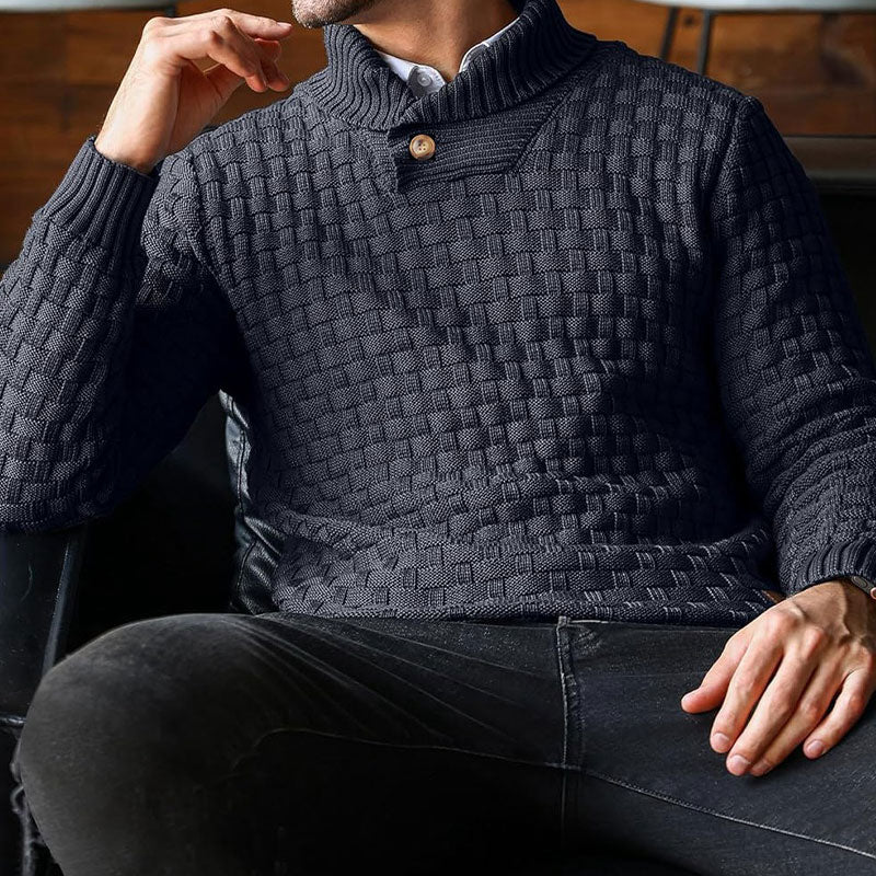 Mirko -  Pull Homme Texturé Col Montant Élégant