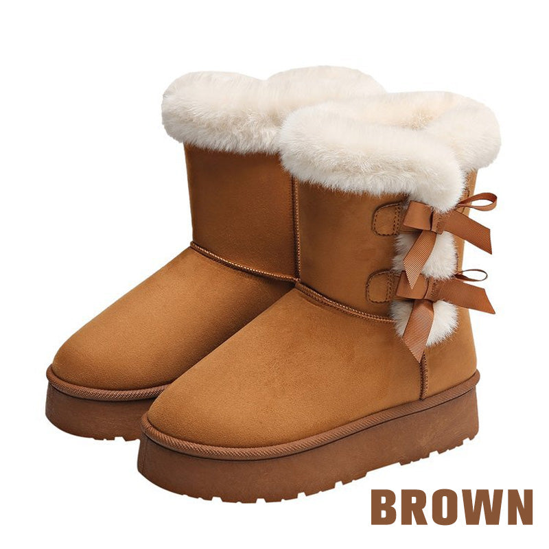Cendrine - Bottes femme fourrées avec nœuds décoratifs