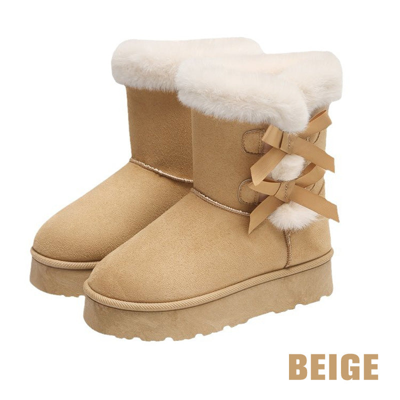 Cendrine - Bottes femme fourrées avec nœuds décoratifs
