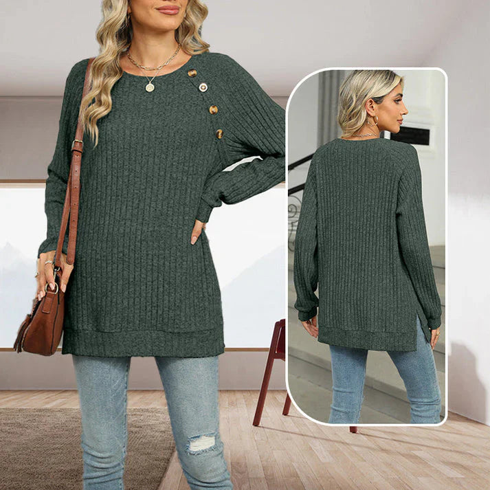Aline - Pull élégant pour femme avec boutons décoratifs