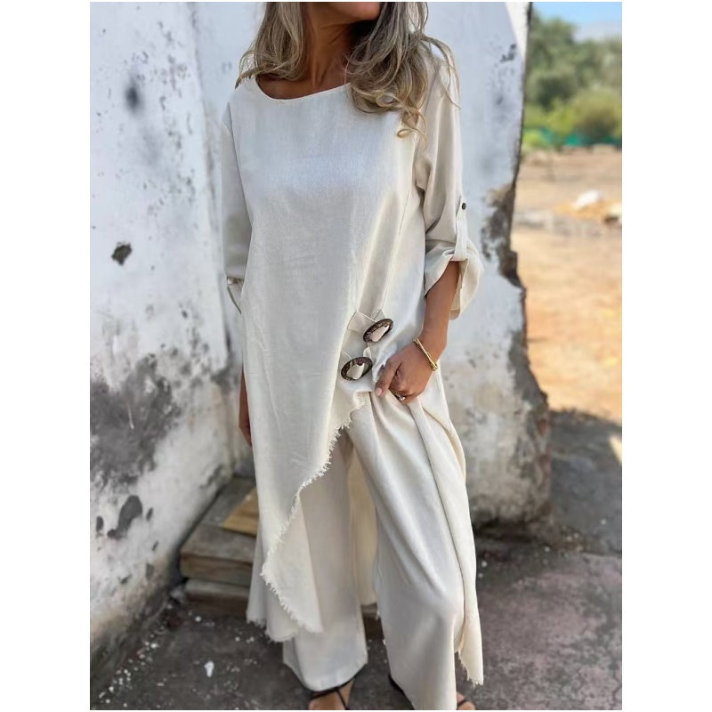 Vela - Costume élégant en coton et lin pour femme