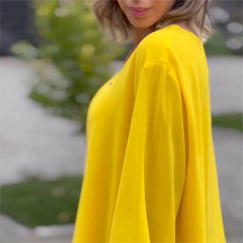 Ornella - Haut à Double Couche Doux avec Fermeture Éclair et Décolleté en V