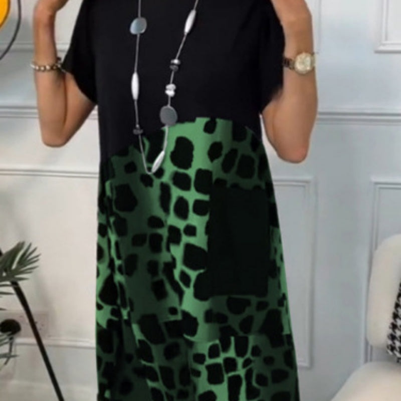 Lisette - Robe ample imprimée à col rond et manches courtes