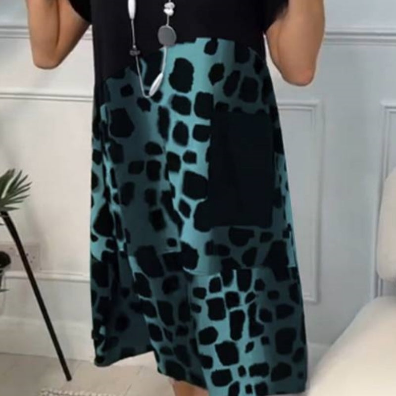 Lisette - Robe ample imprimée à col rond et manches courtes