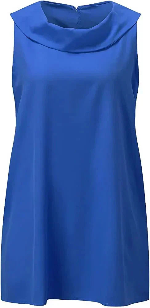 Stella - Élégante robe à col montant en coton et lin