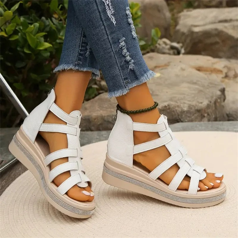 Amira - Sandales à Talon Wedge en Strass