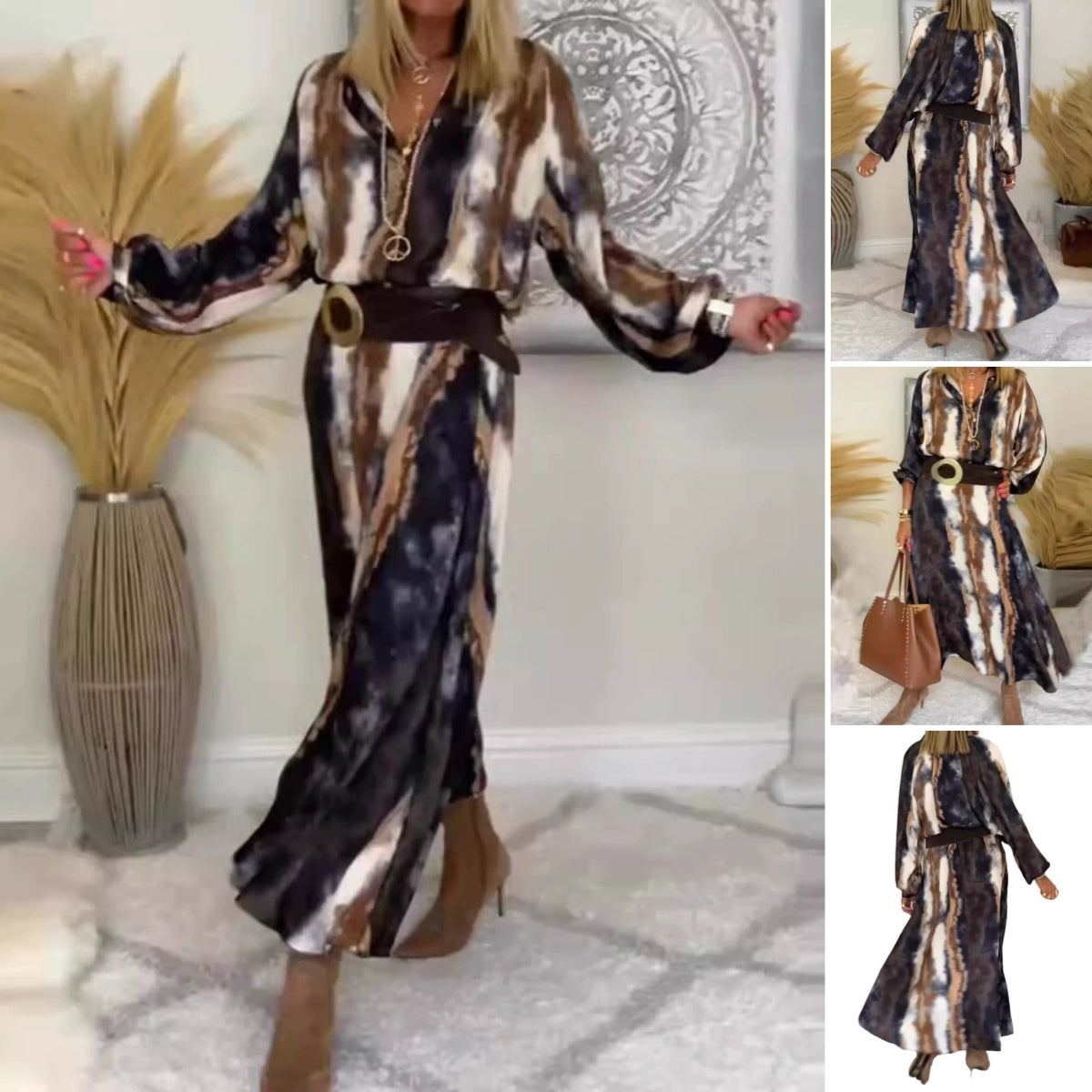 Selma - Robe Longue Élégante Tie & Dye