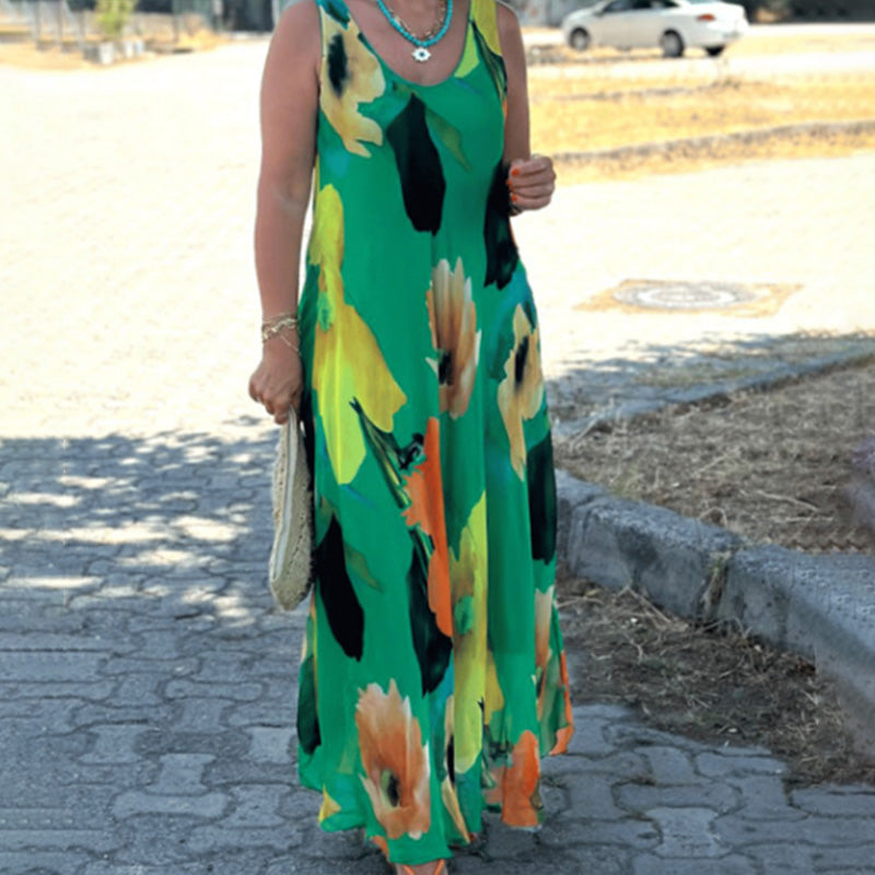 Maren - Robe Évasée Sans Manches à Imprimé Floral