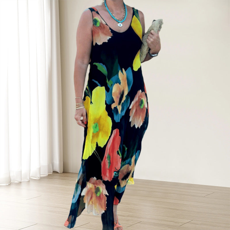 Maren - Robe Évasée Sans Manches à Imprimé Floral