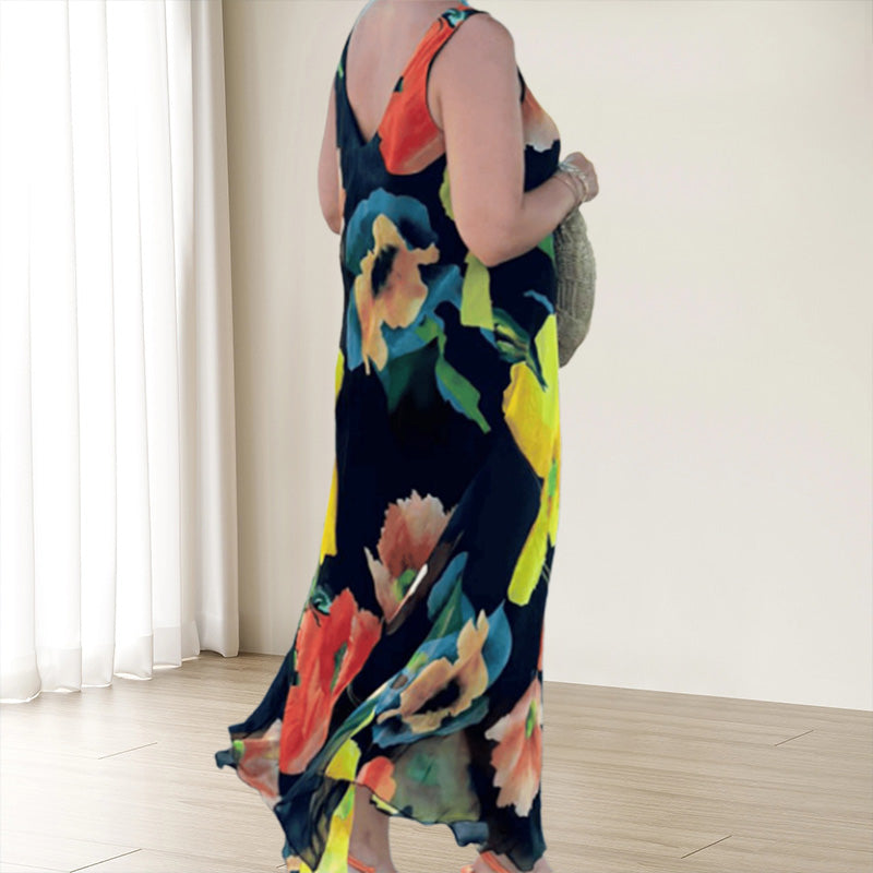 Maren - Robe Évasée Sans Manches à Imprimé Floral