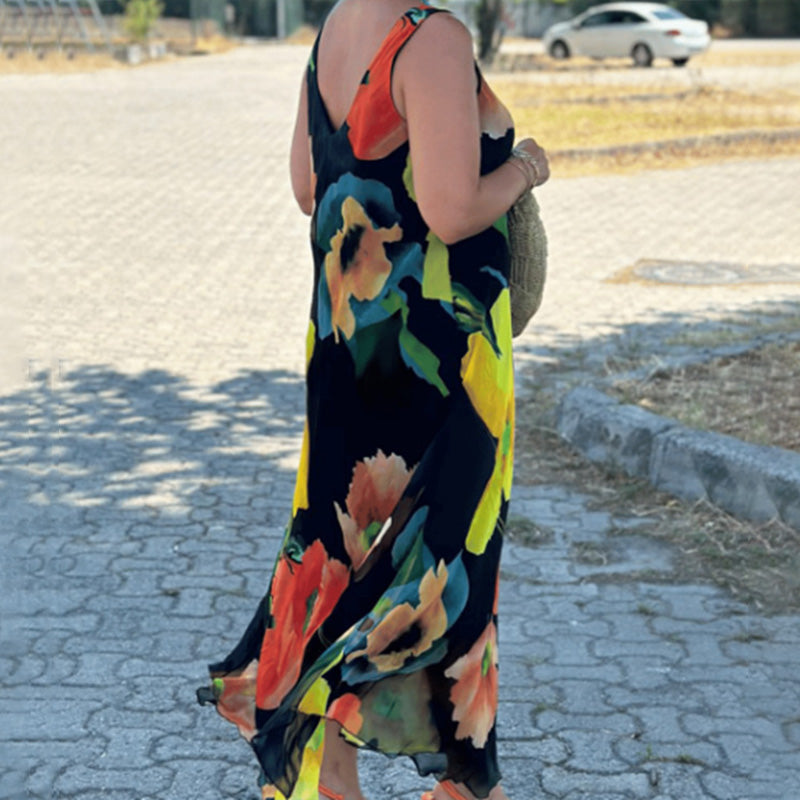 Maren - Robe Évasée Sans Manches à Imprimé Floral