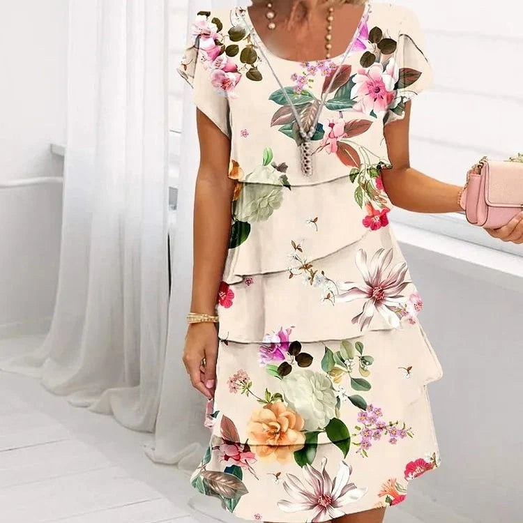 Elif - Robe Fleurie Plissée à Volants