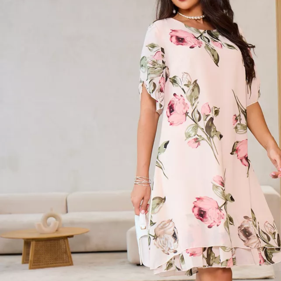 Kalina - Robe en mousseline avec pétales de fleurs