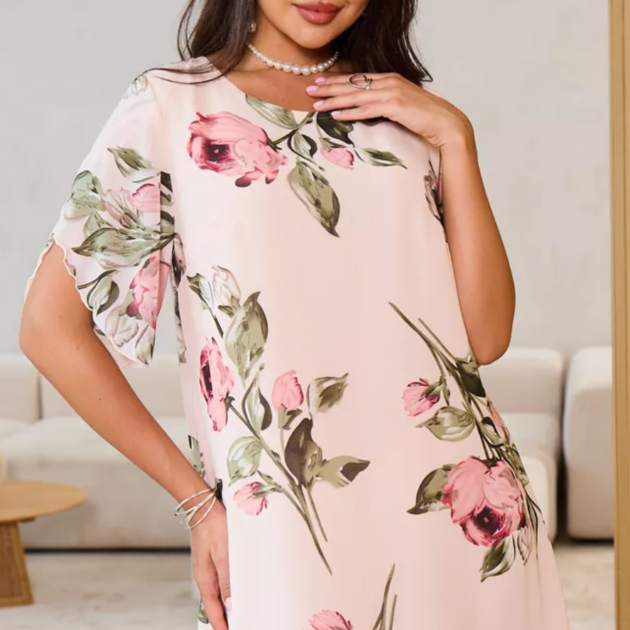 Kalina - Robe en mousseline avec pétales de fleurs