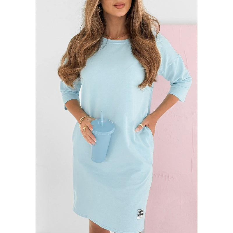 Lieka - Robe à Col Rond et Manches 3/4 avec Poches