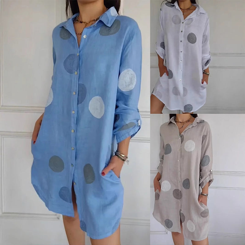 Melina - Robe Chemise Imprimée Décontractée avec Boutonnage pour Femmes