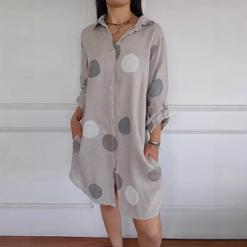 Melina - Robe Chemise Imprimée Décontractée avec Boutonnage pour Femmes