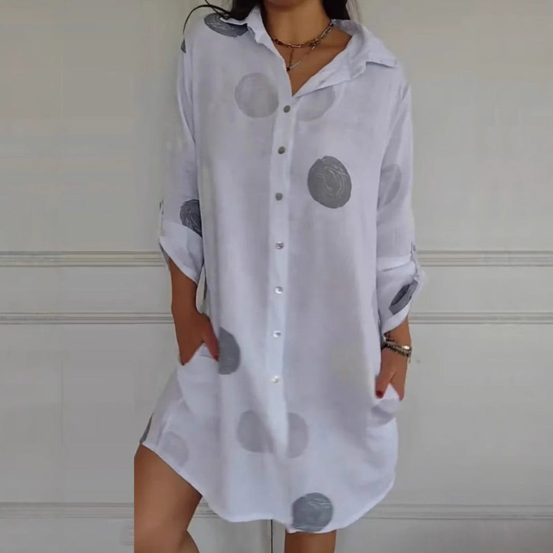 Melina - Robe Chemise Imprimée Décontractée avec Boutonnage pour Femmes