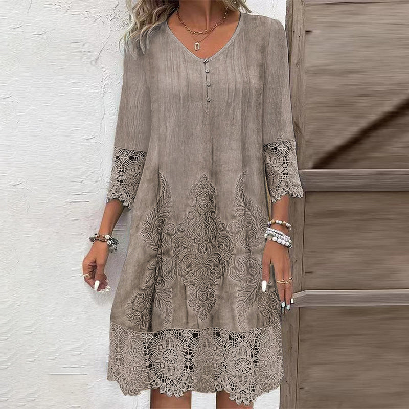 Maia - Robe élégante en dentelle à demi-manches et décolleté en V pour femmes