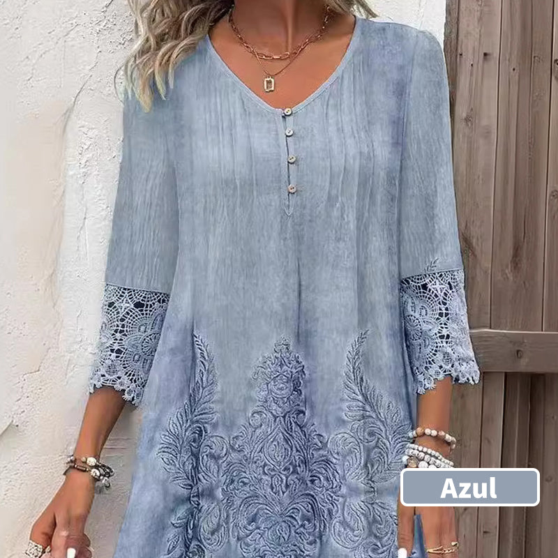 Maia - Robe élégante en dentelle à demi-manches et décolleté en V pour femmes