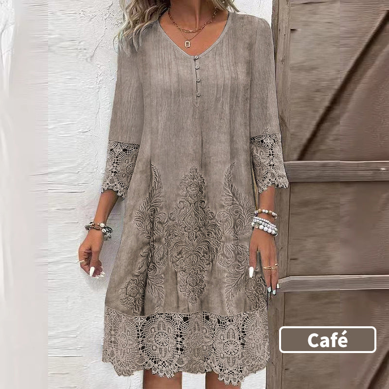 Maia - Robe élégante en dentelle à demi-manches et décolleté en V pour femmes