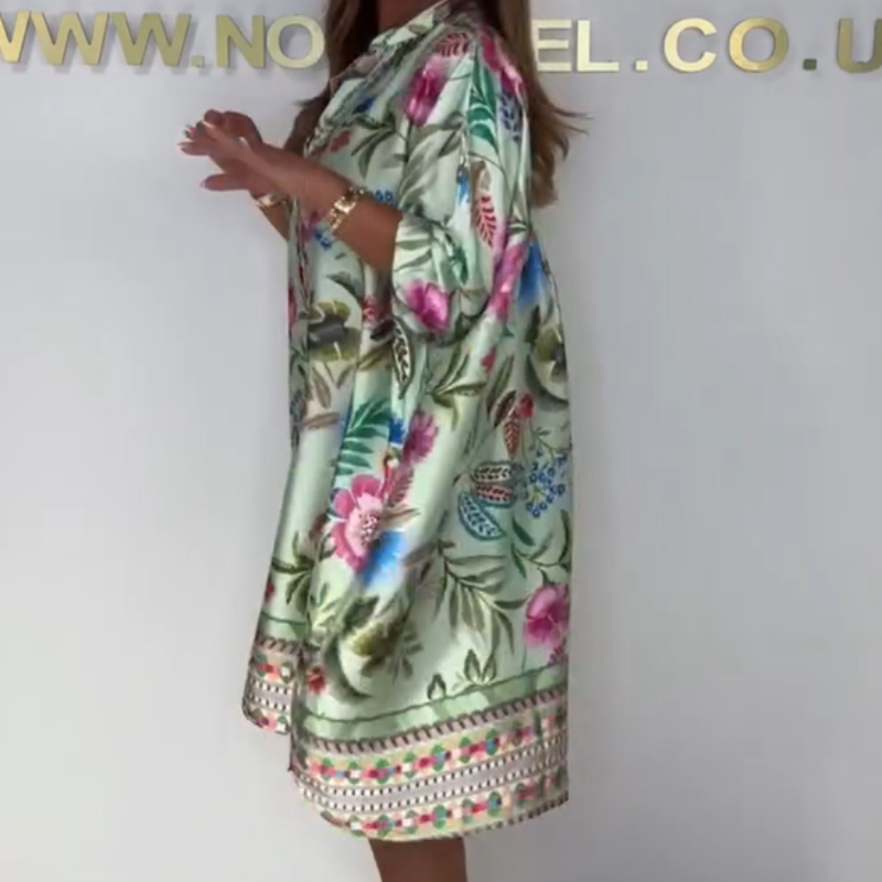 Violetta - Robe Florale Décontractée avec Décolleté en V et Boutons Partiels