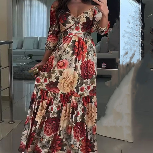 Paulina - Robe Plissée Fleurie à Col V