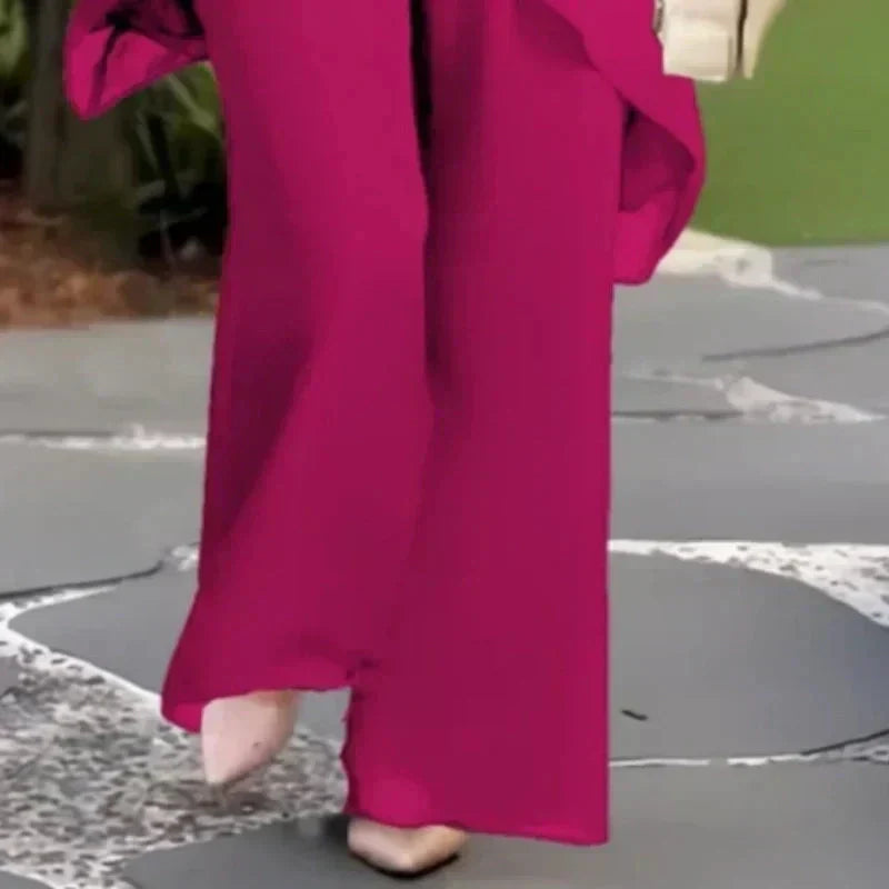 Eryndra - Ensemble Élégant Femme avec Pantalon Palazzo Drapé