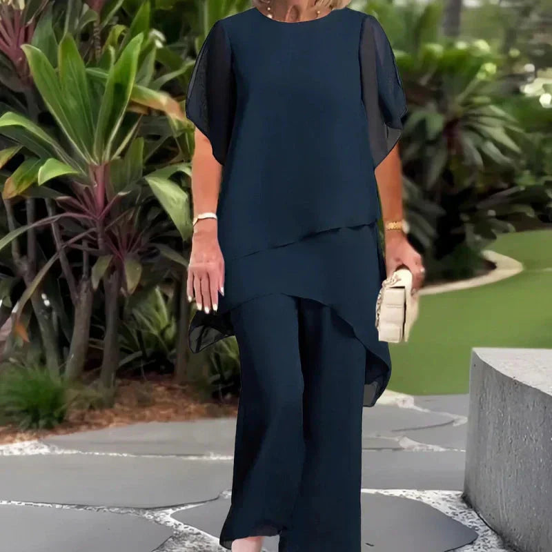 Eryndra - Ensemble Élégant Femme avec Pantalon Palazzo Drapé