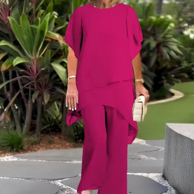 Eryndra - Ensemble Élégant Femme avec Pantalon Palazzo Drapé