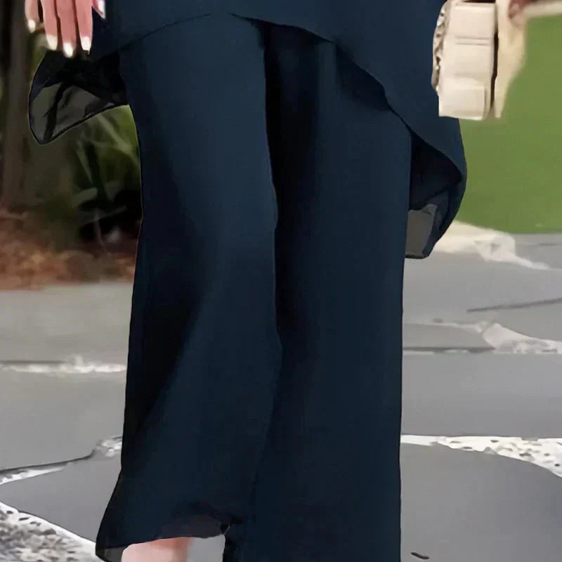 Eryndra - Ensemble Élégant Femme avec Pantalon Palazzo Drapé