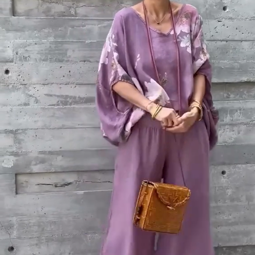 Régine - Ensemble 2 Pièces en Chiffon Imprimé Ample